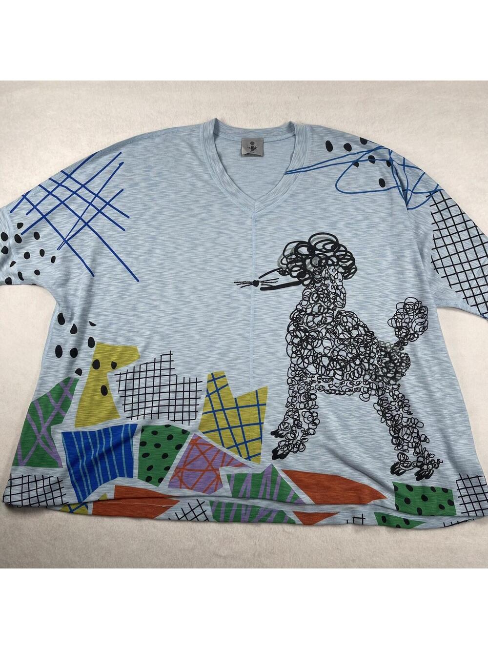 Inoah Wearable Art Shirt Dog Dolman Sleeve Oversized Boxy OSFM Eclectic Funky